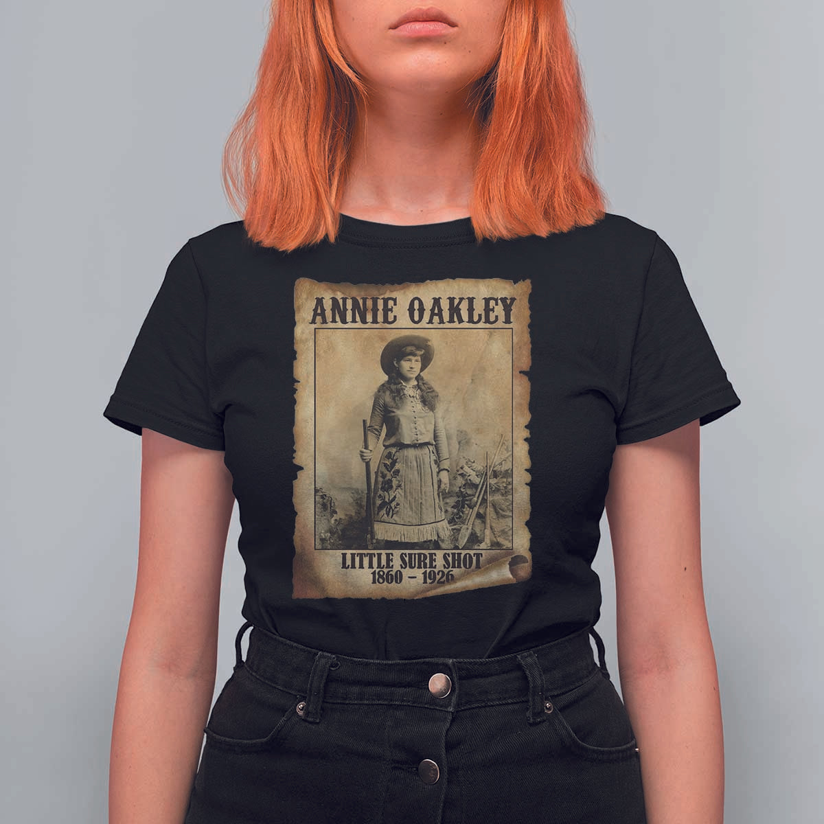 Annie Oakley T Shirt For Women Little Sure Shot The Legendary Cowgirl - Wonder Print Shop