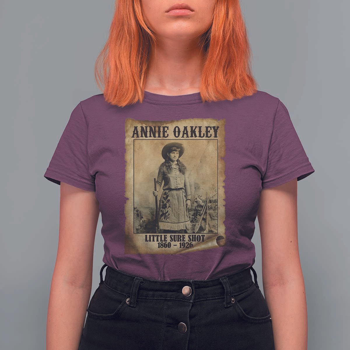 Annie Oakley T Shirt For Women Little Sure Shot The Legendary Cowgirl - Wonder Print Shop