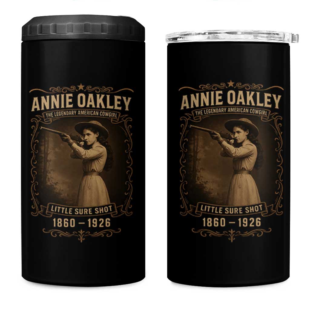 Annie Oakley 4 in 1 Can Cooler Tumbler Little Sure Shot The Legendary American Cowgirl - Wonder Print Shop