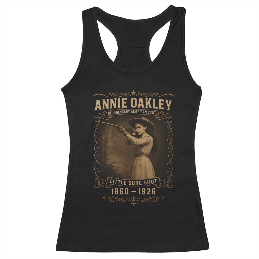 Annie Oakley Racerback Tank Top Little Sure Shot The Legendary American Cowgirl - Wonder Print Shop