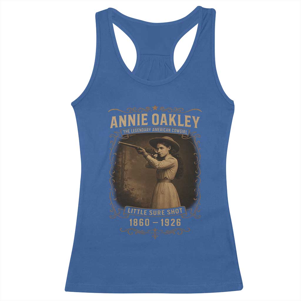 Annie Oakley Racerback Tank Top Little Sure Shot The Legendary American Cowgirl - Wonder Print Shop