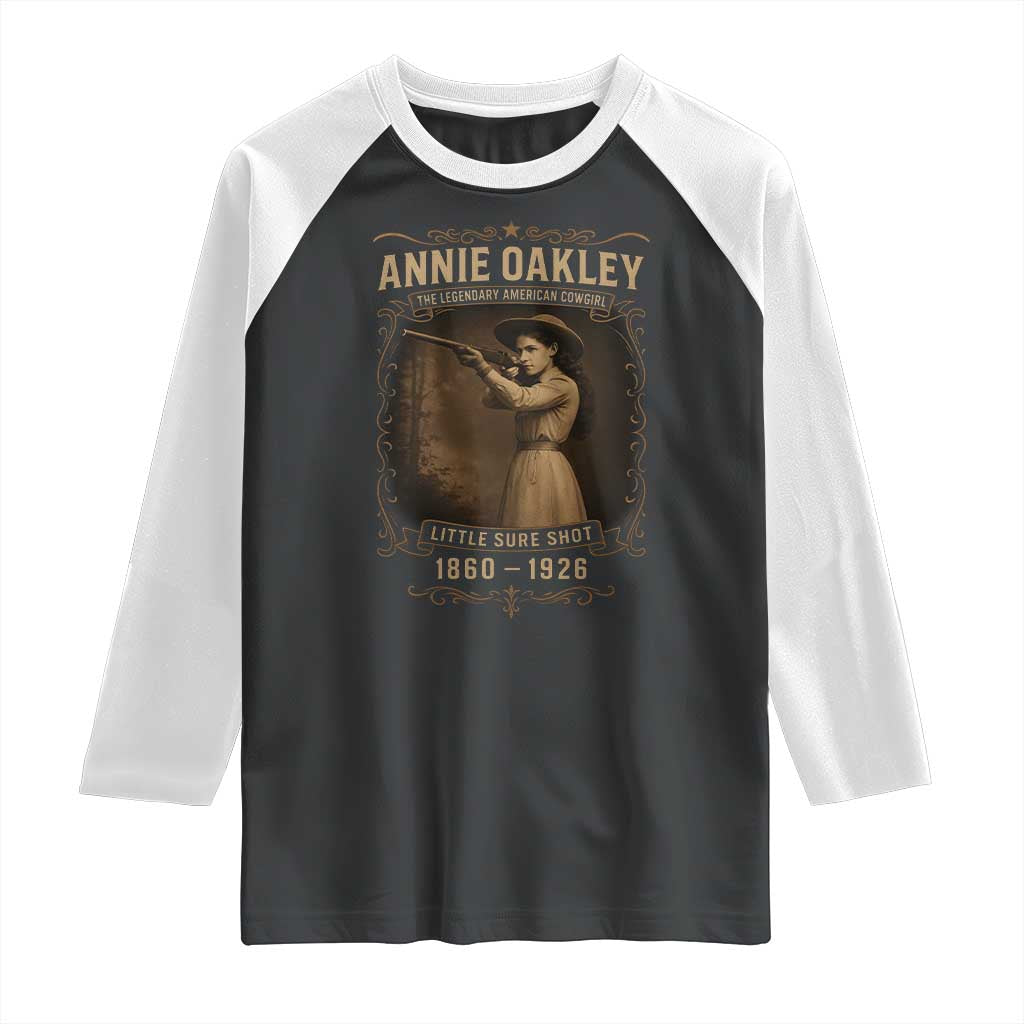 Annie Oakley Raglan Shirt Little Sure Shot The Legendary American Cowgirl - Wonder Print Shop