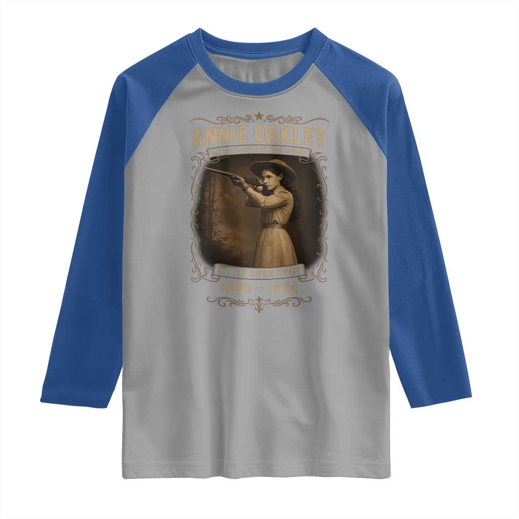 Annie Oakley Raglan Shirt Little Sure Shot The Legendary American Cowgirl - Wonder Print Shop