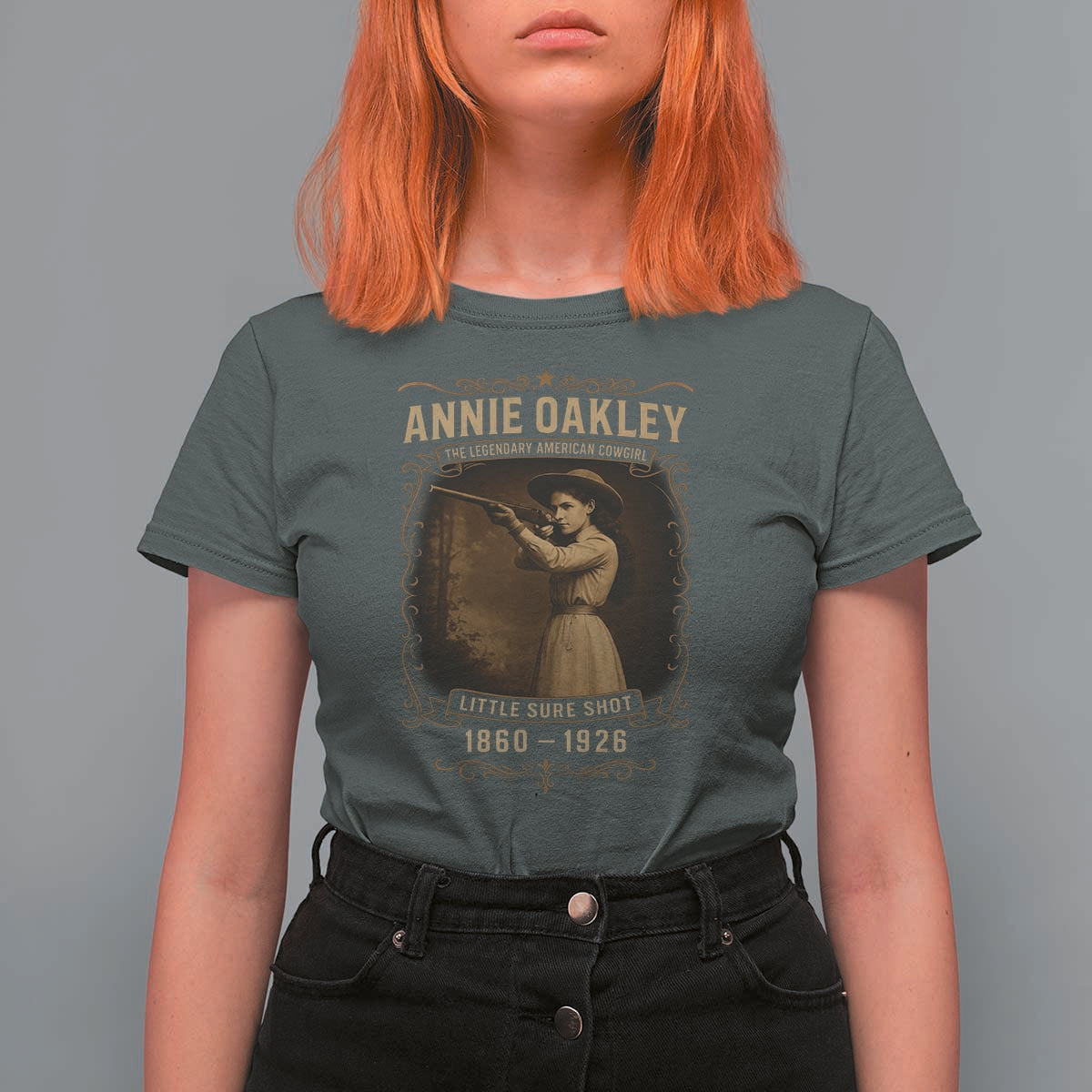 Annie Oakley T Shirt For Women Little Sure Shot The Legendary American Cowgirl - Wonder Print Shop