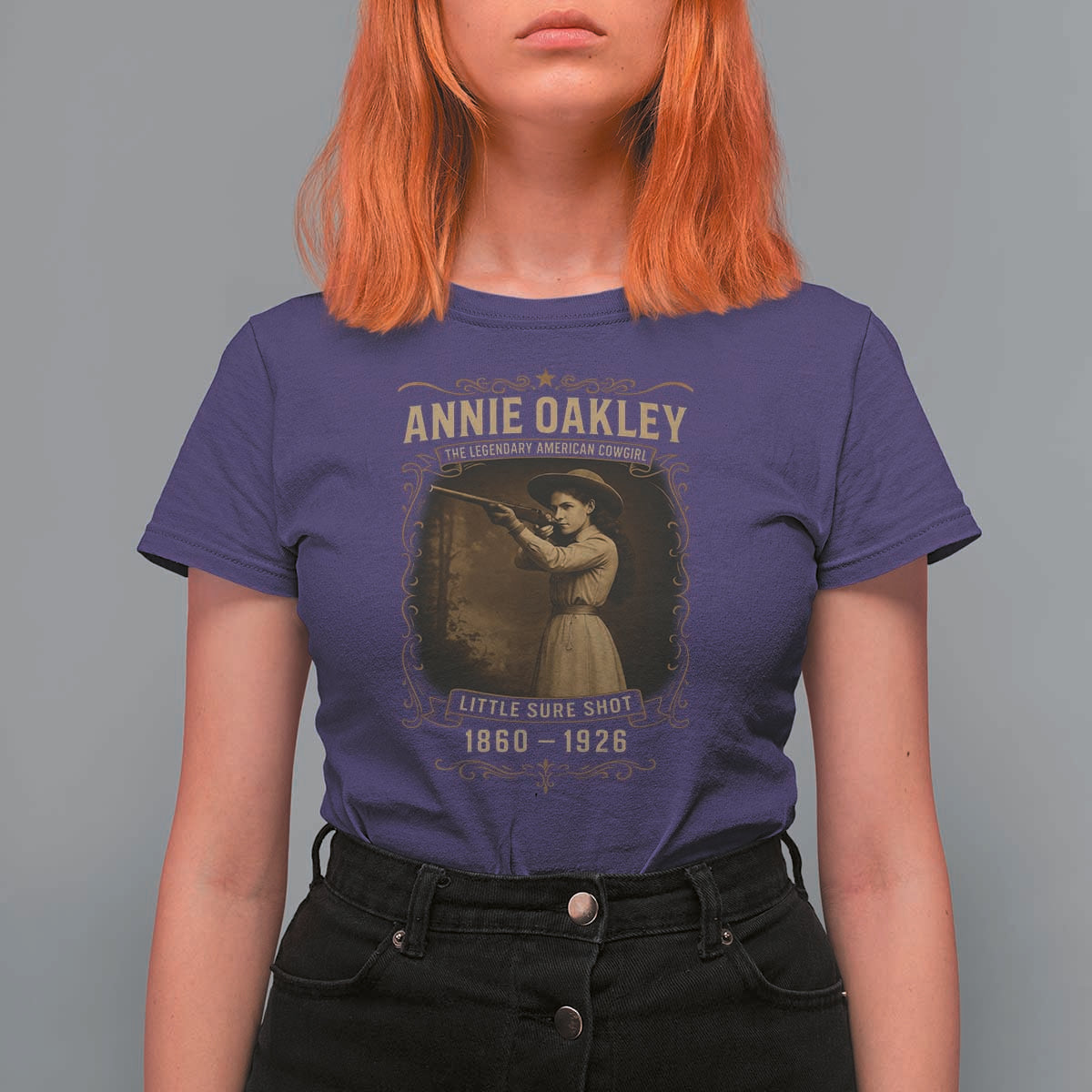 Annie Oakley T Shirt For Women Little Sure Shot The Legendary American Cowgirl - Wonder Print Shop