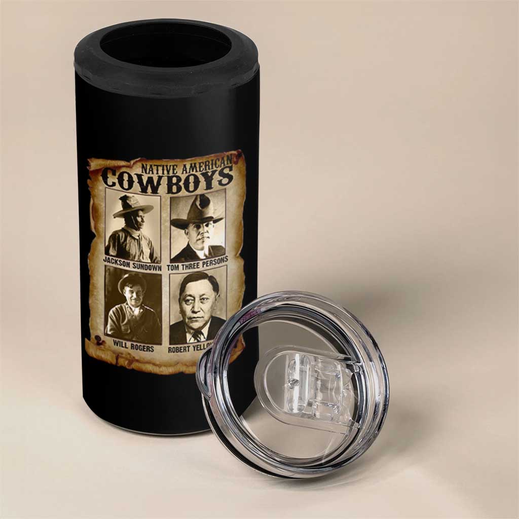Native American Cowboy Legends 4 in 1 Can Cooler Tumbler Vintage Western Rodeo - Wonder Print Shop