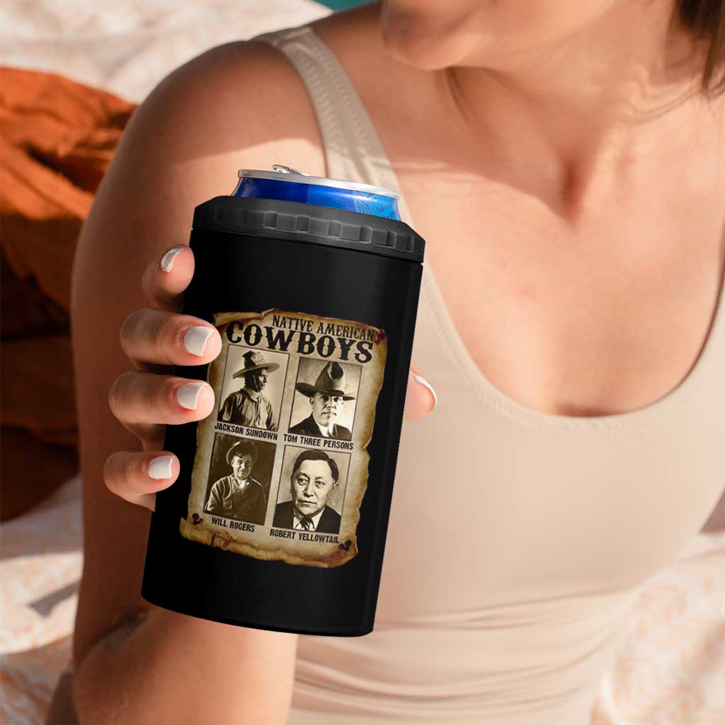 Native American Cowboy Legends 4 in 1 Can Cooler Tumbler Vintage Western Rodeo - Wonder Print Shop