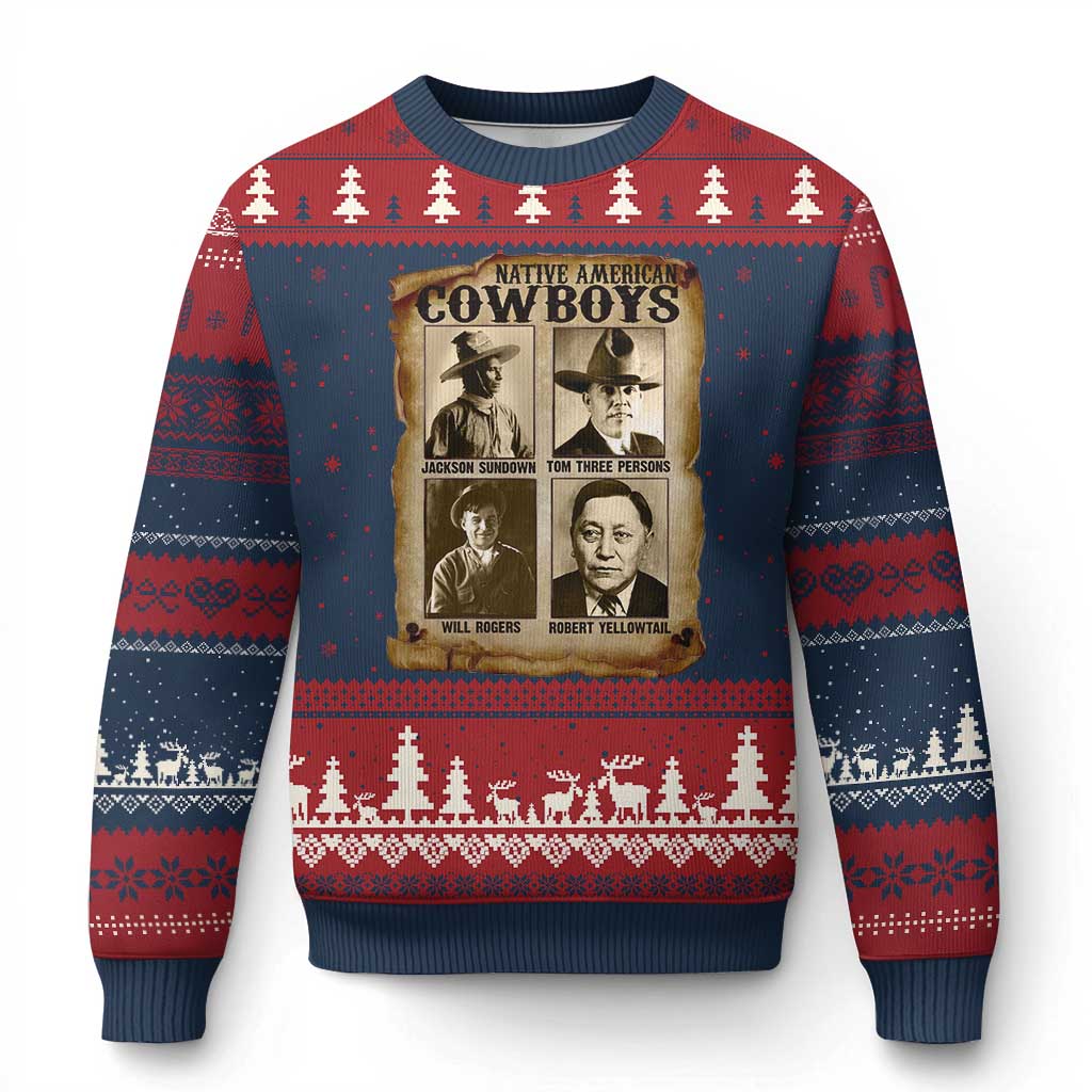 Native American Cowboy Legends Ugly Christmas Sweater Vintage Western Rodeo - Wonder Print Shop