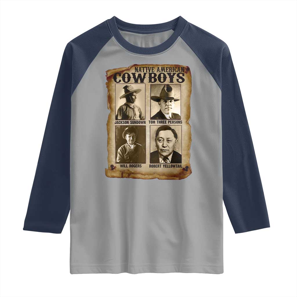 Native American Cowboy Legends Raglan Shirt Vintage Western Rodeo - Wonder Print Shop