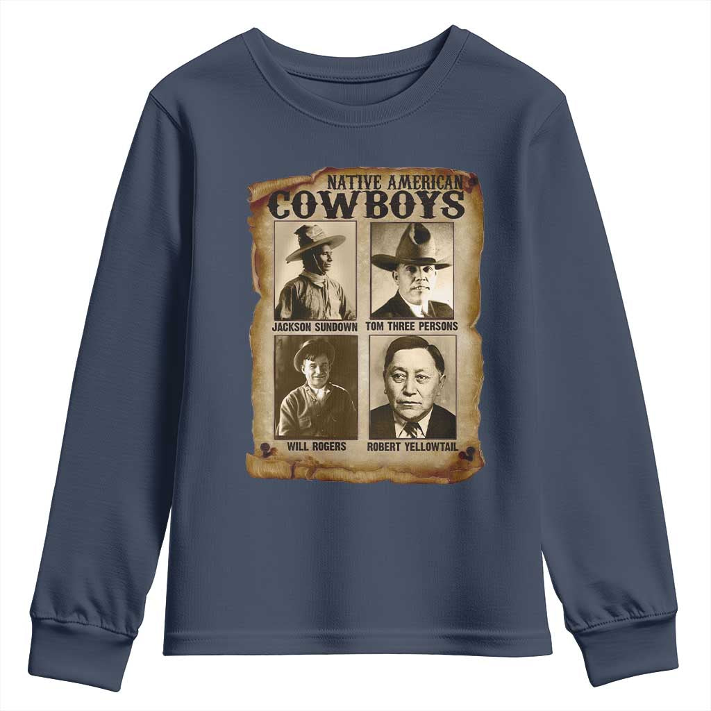 Native American Cowboy Legends Youth Sweatshirt Vintage Western Rodeo - Wonder Print Shop