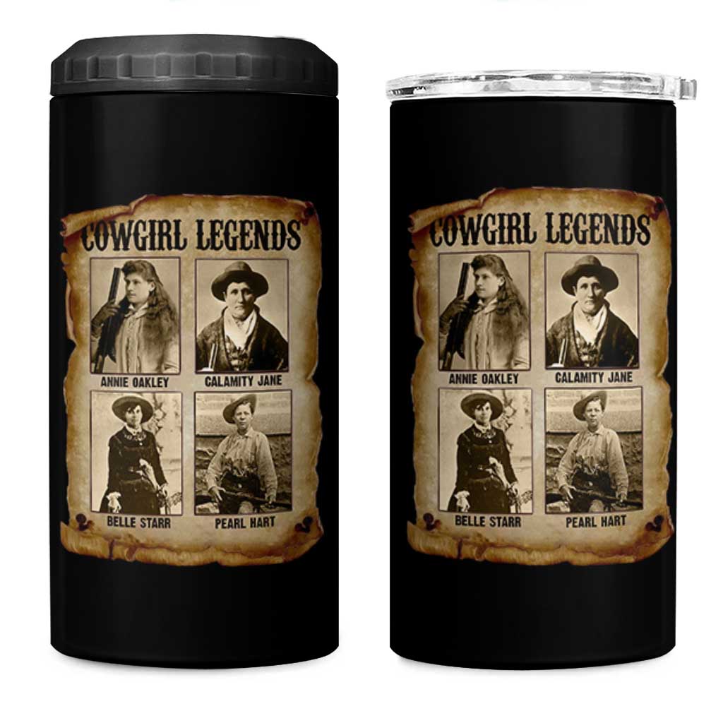 Cowgirl Legends 4 in 1 Can Cooler Tumbler Vintage Legendary American Old West - Wonder Print Shop