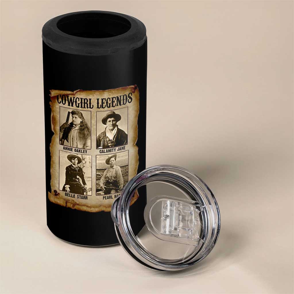 Cowgirl Legends 4 in 1 Can Cooler Tumbler Vintage Legendary American Old West - Wonder Print Shop