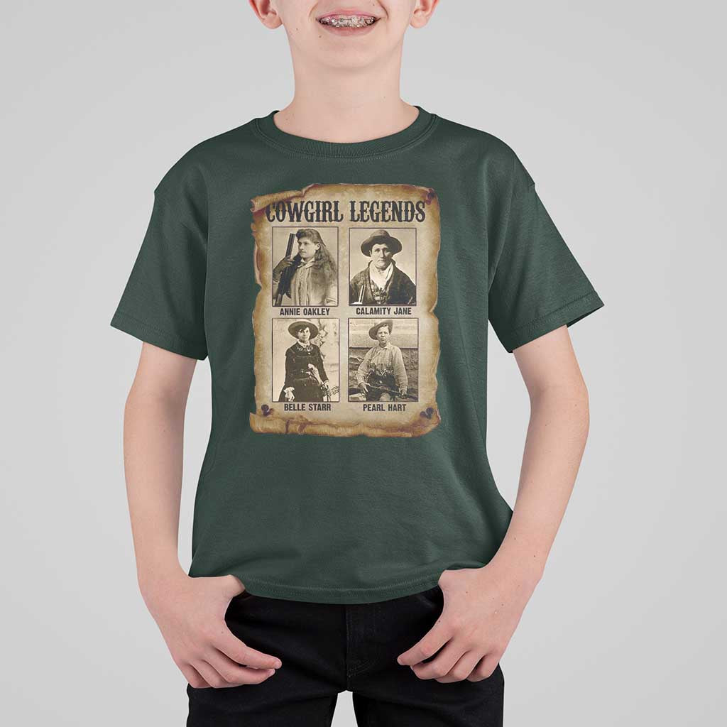 Cowgirl Legends T Shirt For Kid Vintage Legendary American Old West - Wonder Print Shop