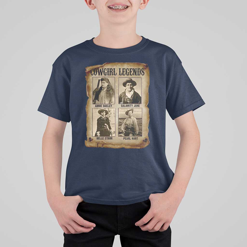 Cowgirl Legends T Shirt For Kid Vintage Legendary American Old West - Wonder Print Shop