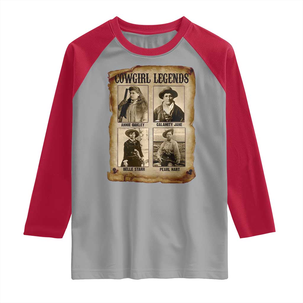 Cowgirl Legends Raglan Shirt Vintage Legendary American Old West - Wonder Print Shop