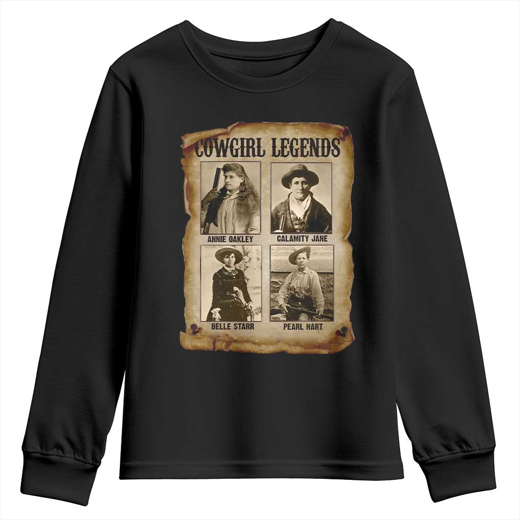 Cowgirl Legends Youth Sweatshirt Vintage Legendary American Old West - Wonder Print Shop