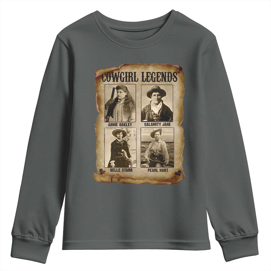 Cowgirl Legends Youth Sweatshirt Vintage Legendary American Old West - Wonder Print Shop