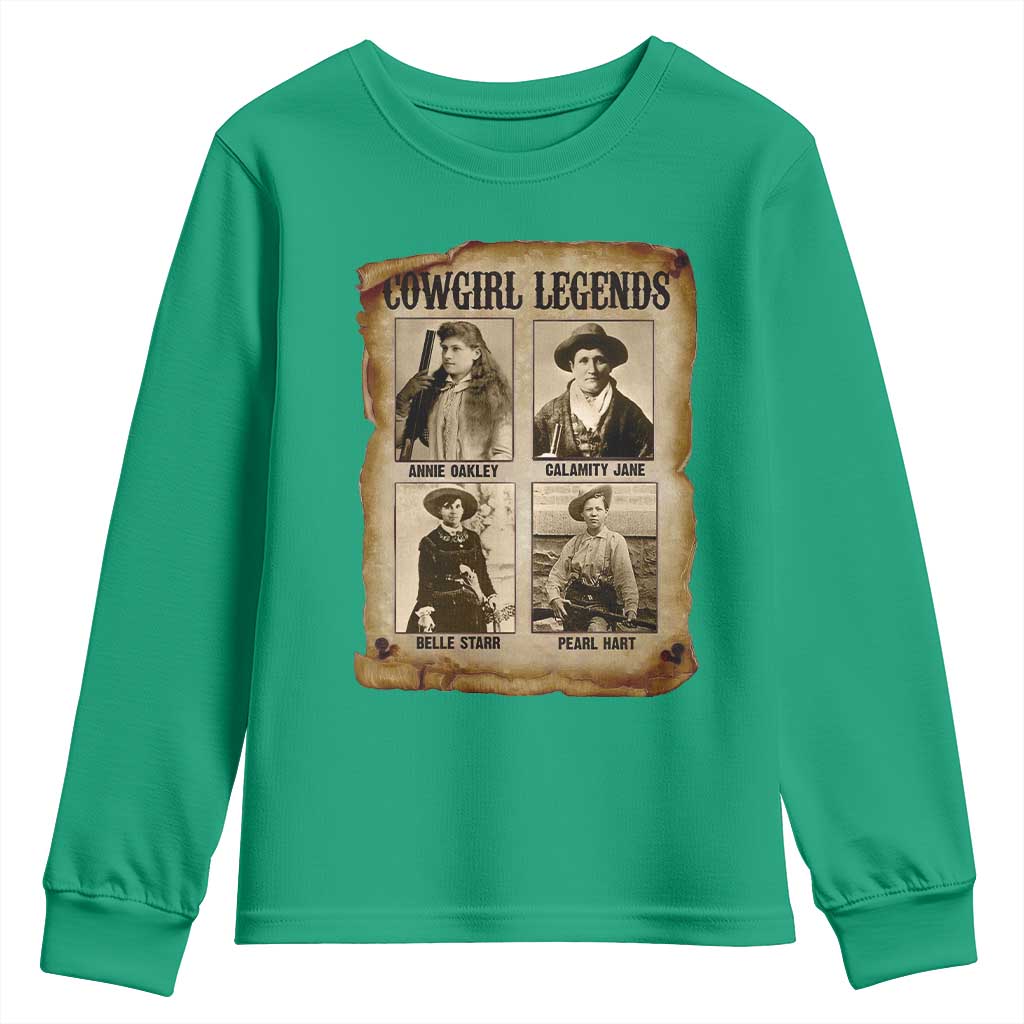 Cowgirl Legends Youth Sweatshirt Vintage Legendary American Old West - Wonder Print Shop
