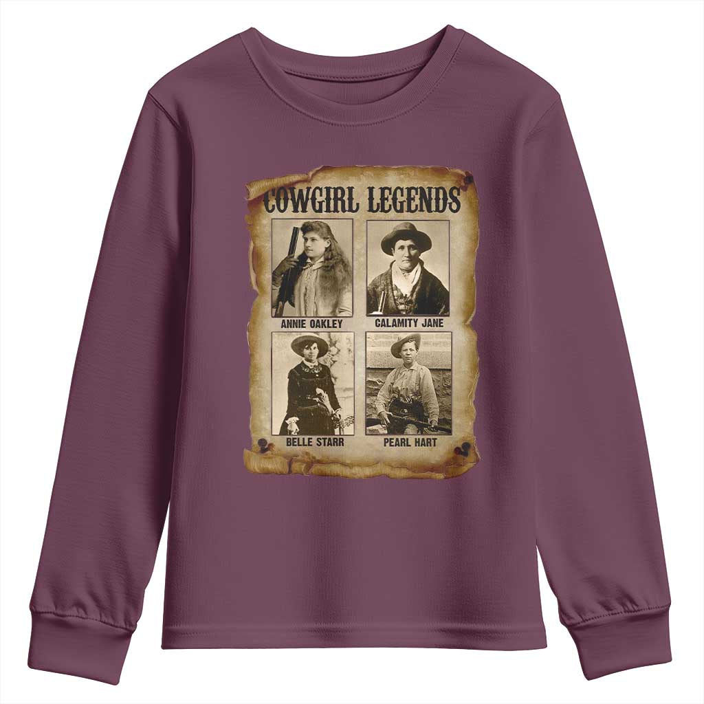 Cowgirl Legends Youth Sweatshirt Vintage Legendary American Old West - Wonder Print Shop