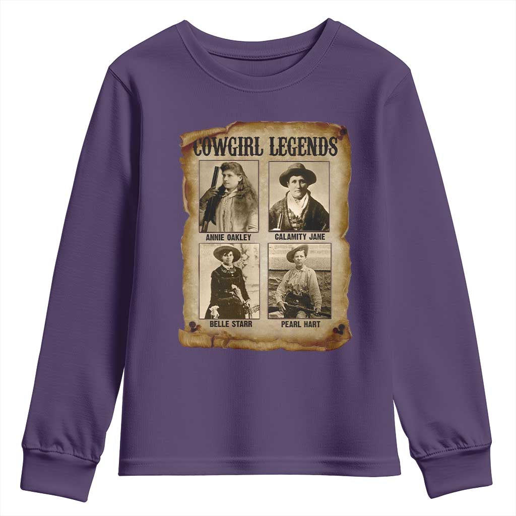 Cowgirl Legends Youth Sweatshirt Vintage Legendary American Old West - Wonder Print Shop