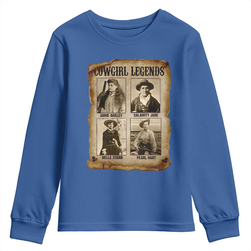 Cowgirl Legends Youth Sweatshirt Vintage Legendary American Old West - Wonder Print Shop