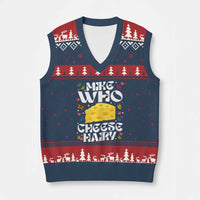 Funny Mike Who Cheese Hairy V-Neck Knit Sweater Vest Inappropriate Adult Humor - Wonder Print Shop