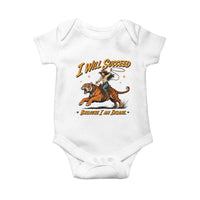 I Will Succeed Because I Am Insane Funny Cowgirl Riding Tiger Baby Onesie