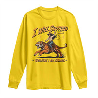 I Will Succeed Because I Am Insane Funny Cowgirl Riding Tiger Long Sleeve Shirt
