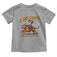 I Will Succeed Because I Am Insane Funny Cowgirl Riding Tiger Toddler T Shirt