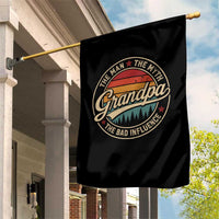 Grandpa The Man The Myth The Bad Influence Garden Flag Retro Forest Father's Day