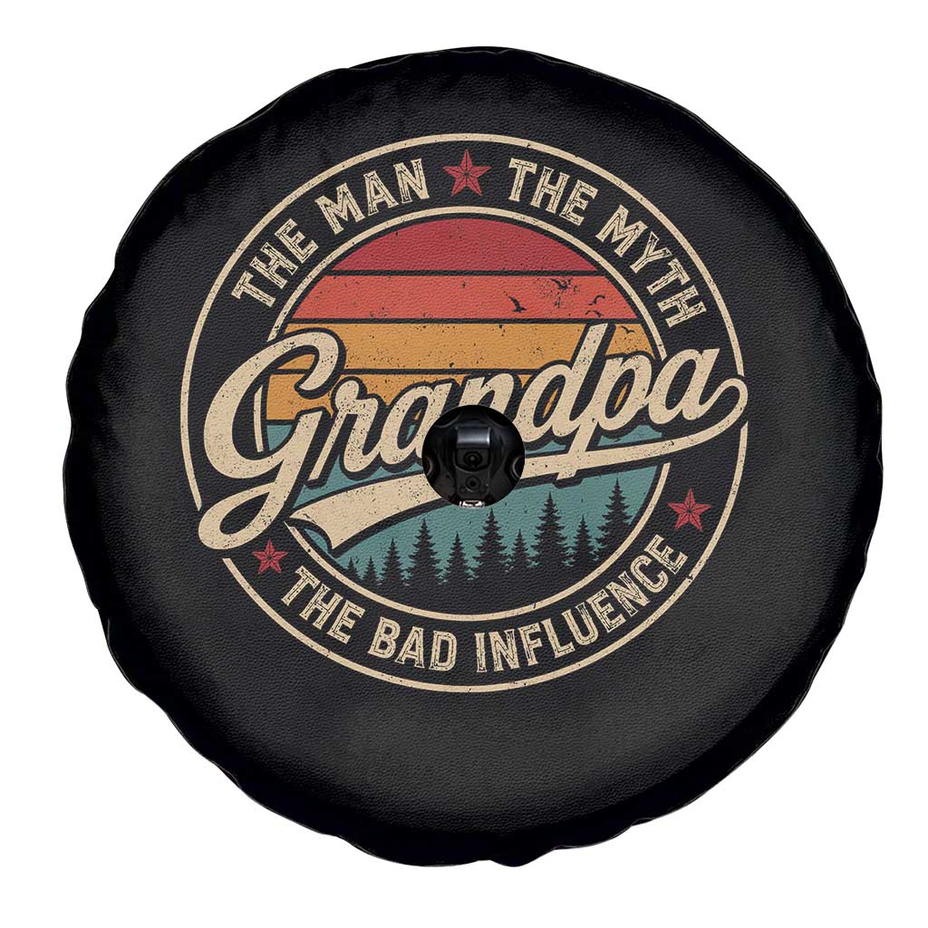 Grandpa The Man The Myth The Bad Influence Spare Tire Cover Retro Forest Father's Day