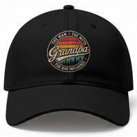Grandpa The Man The Myth The Bad Influence Baseball Cap Retro Forest Father's Day