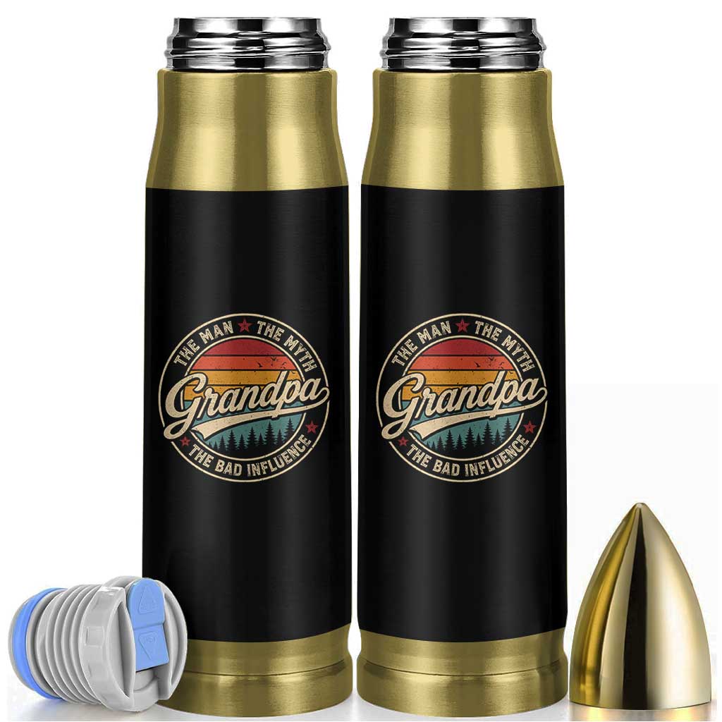 Grandpa The Man The Myth The Bad Influence Bullet Tumbler Retro Forest Father's Day