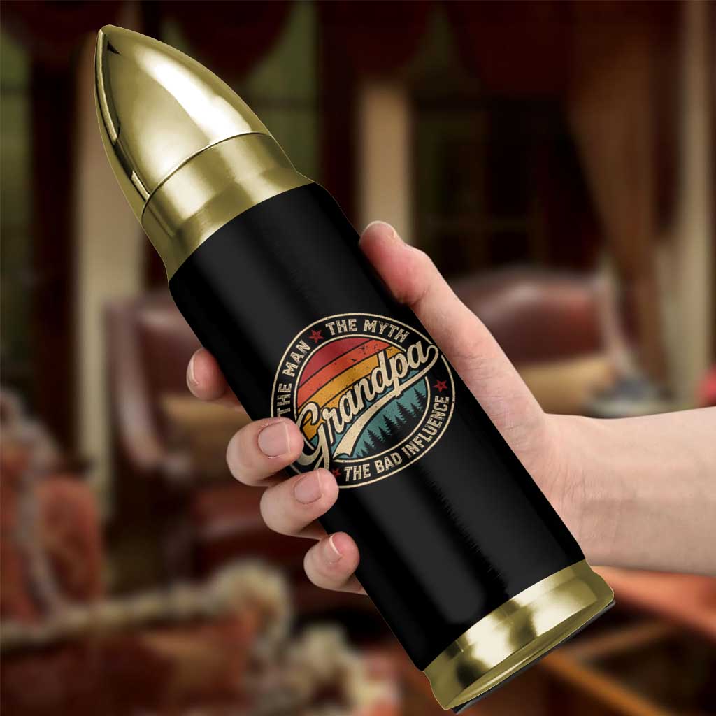 Grandpa The Man The Myth The Bad Influence Bullet Tumbler Retro Forest Father's Day