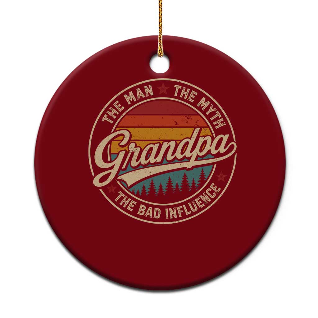 Grandpa The Man The Myth The Bad Influence Ceramic Ornament Retro Forest Father's Day