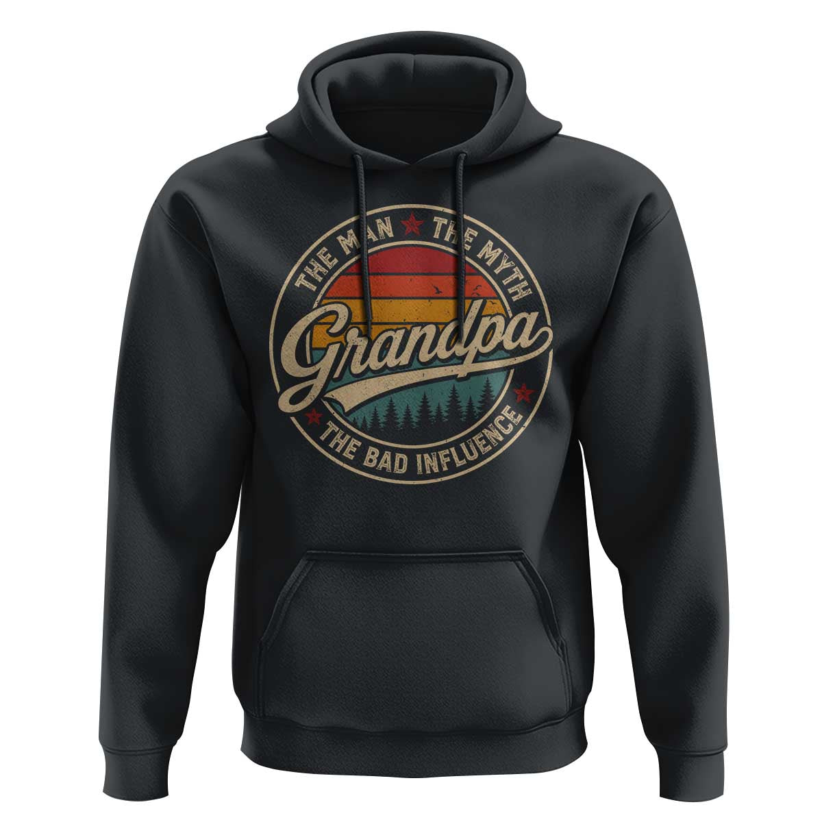 Grandpa The Man The Myth The Bad Influence Hoodie Retro Forest Father's Day