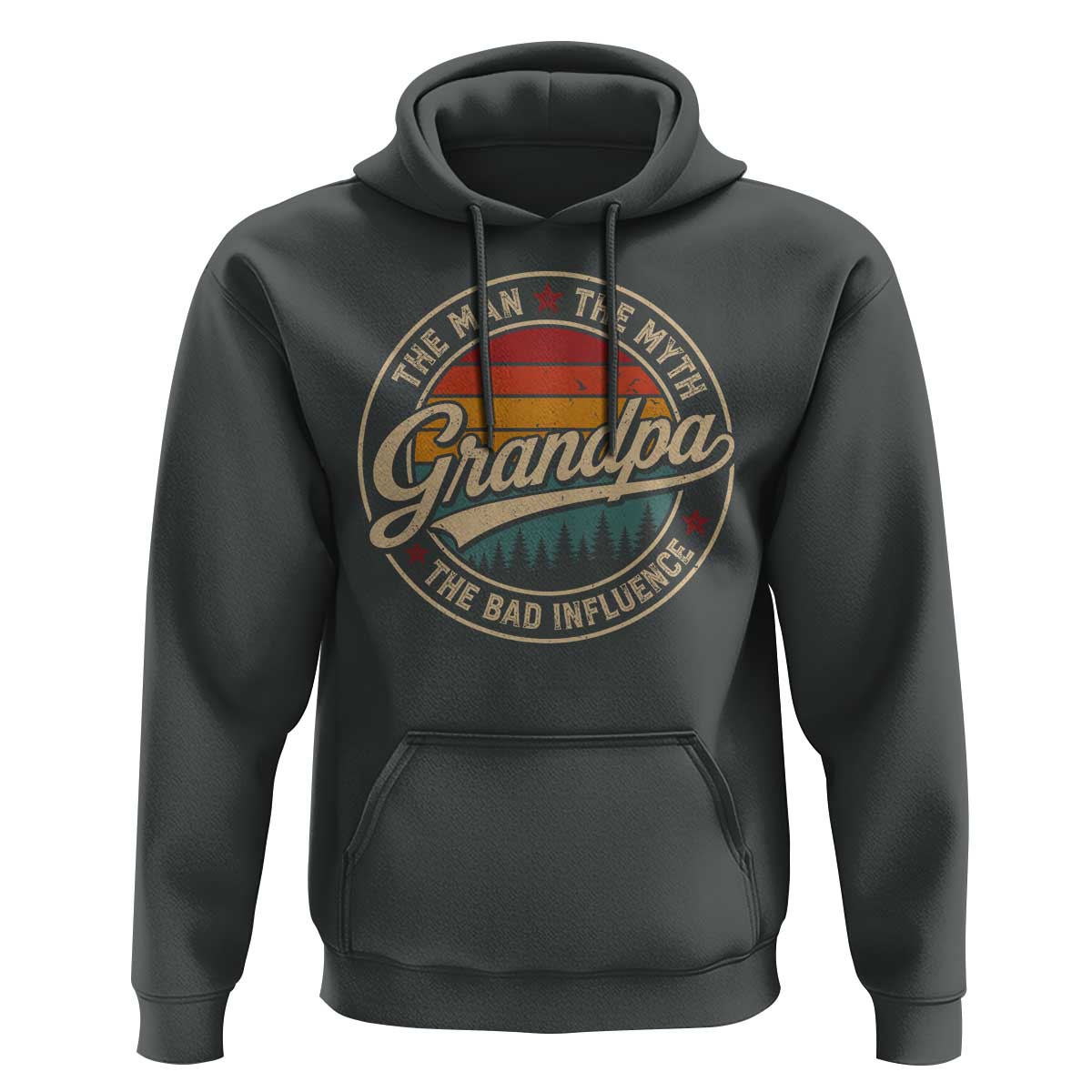 Grandpa The Man The Myth The Bad Influence Hoodie Retro Forest Father's Day