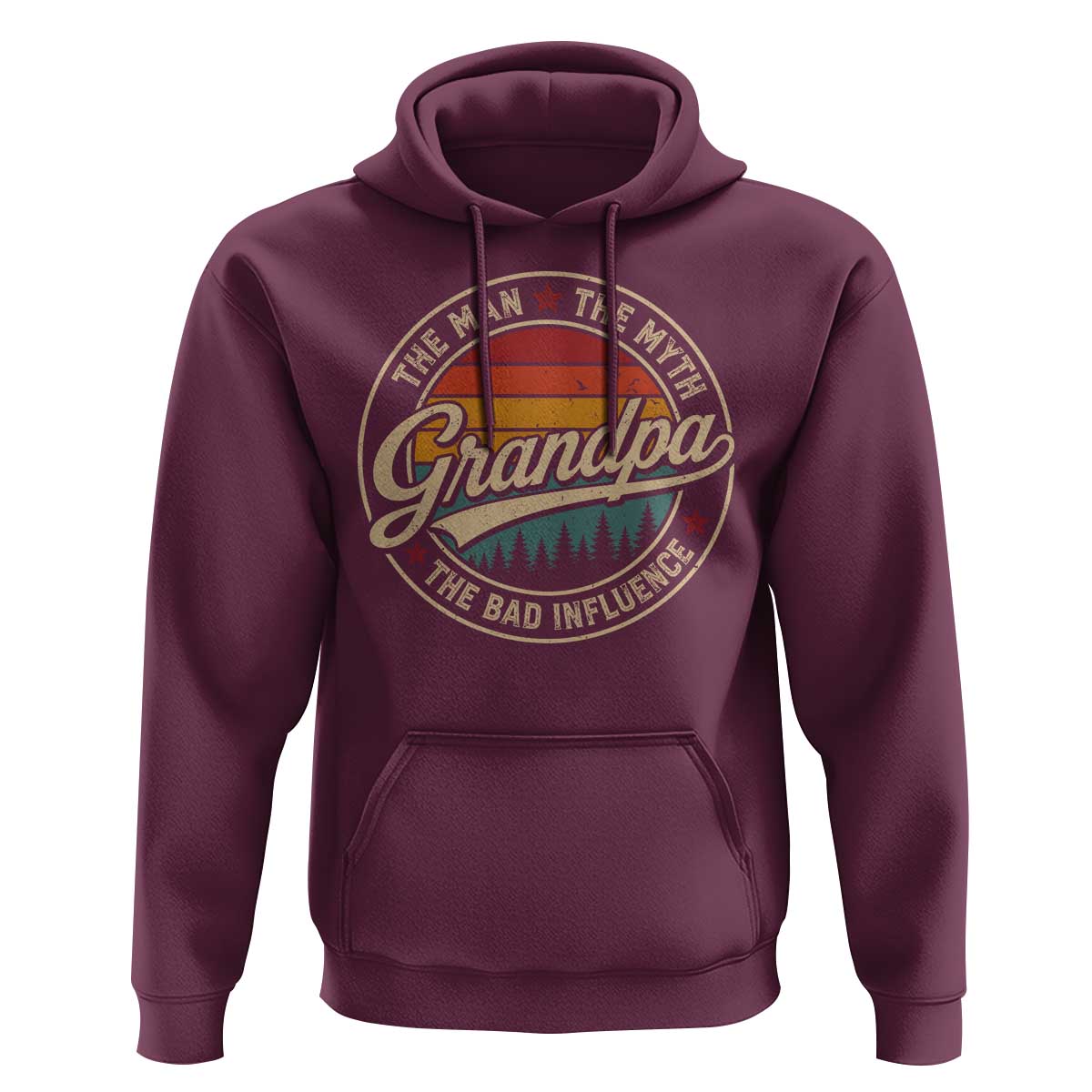 Grandpa The Man The Myth The Bad Influence Hoodie Retro Forest Father's Day