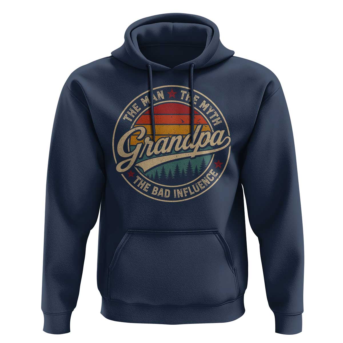 Grandpa The Man The Myth The Bad Influence Hoodie Retro Forest Father's Day