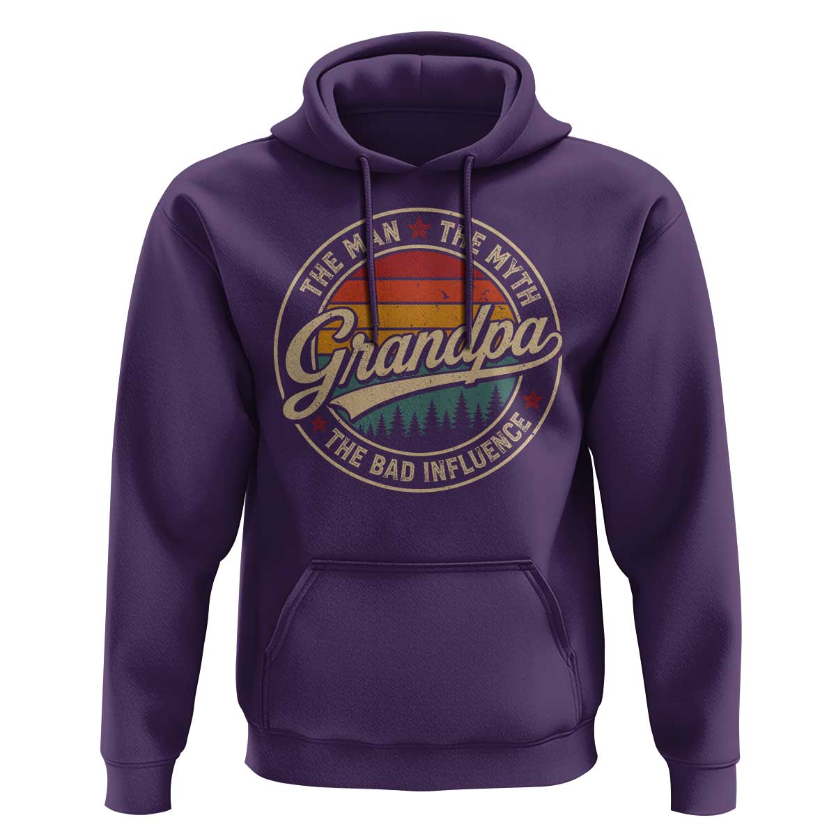 Grandpa The Man The Myth The Bad Influence Hoodie Retro Forest Father's Day