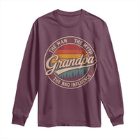 Grandpa The Man The Myth The Bad Influence Long Sleeve Shirt Retro Forest Father's Day