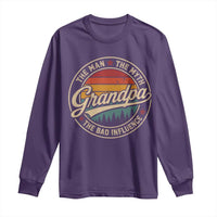 Grandpa The Man The Myth The Bad Influence Long Sleeve Shirt Retro Forest Father's Day