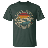 Grandpa The Man The Myth The Bad Influence T Shirt Retro Forest Father's Day
