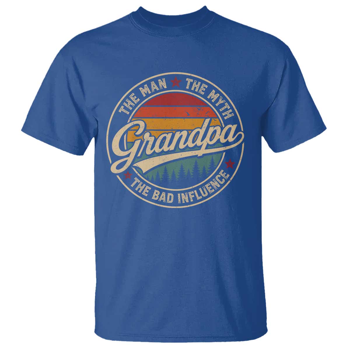Grandpa The Man The Myth The Bad Influence T Shirt Retro Forest Father's Day