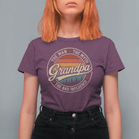 Grandpa The Man The Myth The Bad Influence T Shirt For Women Retro Forest Father's Day