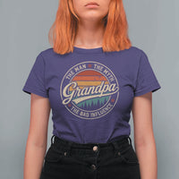 Grandpa The Man The Myth The Bad Influence T Shirt For Women Retro Forest Father's Day