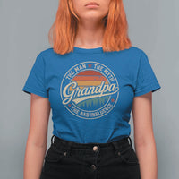 Grandpa The Man The Myth The Bad Influence T Shirt For Women Retro Forest Father's Day