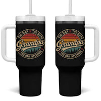 Grandpa The Man The Myth The Bad Influence Tumbler With Handle Retro Forest Father's Day