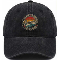 Grandpa The Man The Myth The Bad Influence Washed Cotton Baseball Cap Retro Forest Father's Day