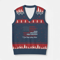 Dad Grandpa Great Grandpa I Just Keep Getting Better V-Neck Knit Sweater Vest Vintage American Flag Father's Day